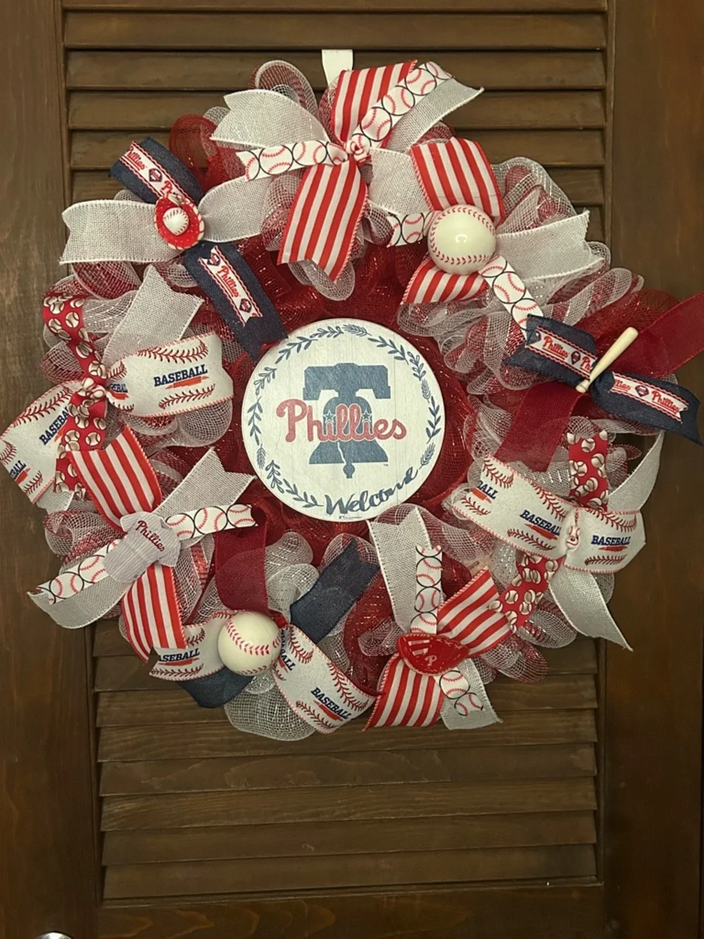 Philadelphia Red & White Holiday Wreath by